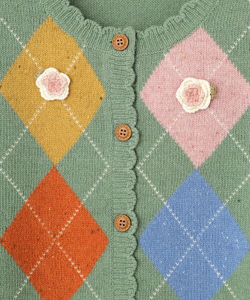 PINK HOUSE / ピンクハウス カーディガン・ボレロ | モチーフ付きアーガイルニットカーディガン | 詳細8