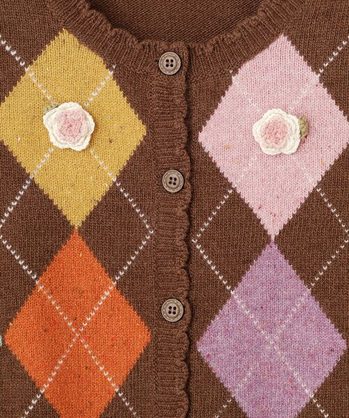 PINK HOUSE / ピンクハウス カーディガン・ボレロ | モチーフ付きアーガイルニットカーディガン | 詳細9