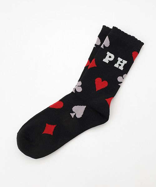 PINK HOUSE/ピンクハウス PHトランプ柄ソックス クロ F PINK HOUSE/ピンクハウス PHトランプ柄ソックス クロ F