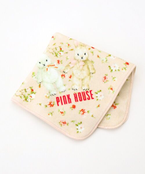 バラ園うさぎプリントタオルハンカチ （タオル）｜PINK HOUSE / ピンク