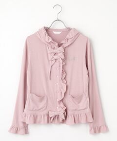 PINK HOUSE / ピンクハウス カーディガン・ボレロ | ●ロゴ刺繍フリル使いカーディガン