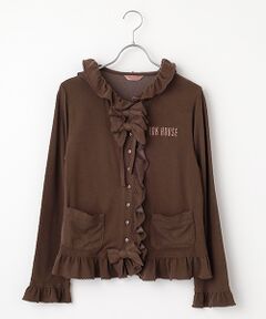 PINK HOUSE / ピンクハウス カーディガン・ボレロ | ●ロゴ刺繍フリル使いカーディガン