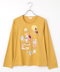 PINKHOUSE ピンクハウスキナリチューリップうさぎ　カットソーTシャツＬ PINK HOUSE / ピンクハウス チューリップうさぎプリント