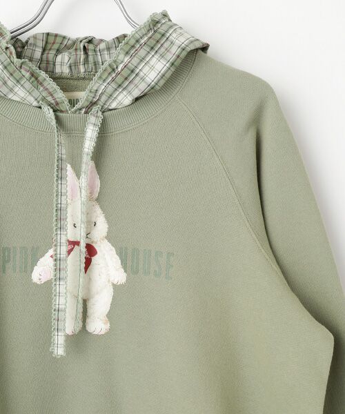 PINK HOUSE / ピンクハウス スウェット | ●バラ園うさぎフード付きトレーナー | 詳細5