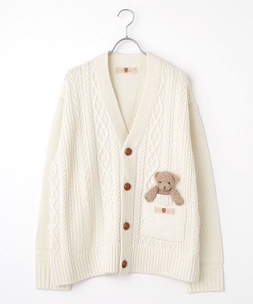 くまモチーフ付きニットカーディガン （カーディガン・ボレロ