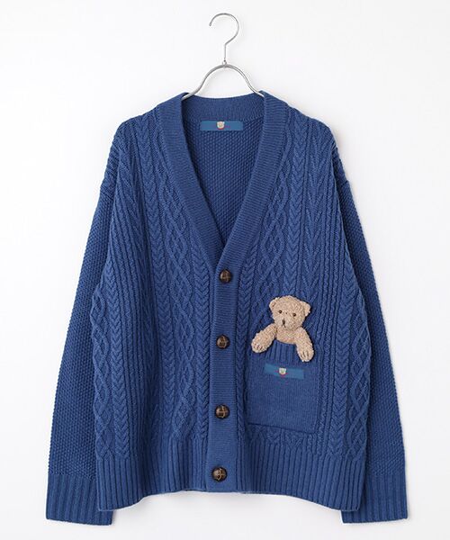 くまモチーフ付きニットカーディガン （カーディガン・ボレロ