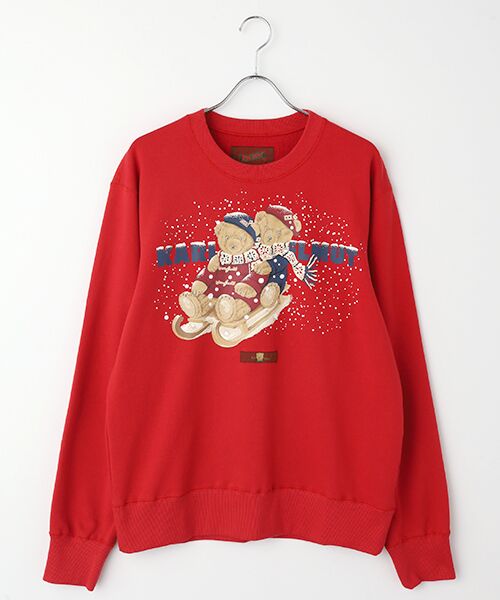 PINK HOUSE/ピンクハウス 三つ子のくまプリントトレーナー アカ L PINK HOUSE/ピンクハウス 三つ子のくまプリントトレーナー アカ L