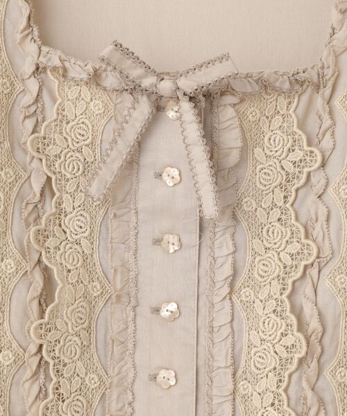 PINK HOUSE / ピンクハウス ロング・マキシ丈ワンピース | ●ケミカルレース使いミディワンピース | 詳細3