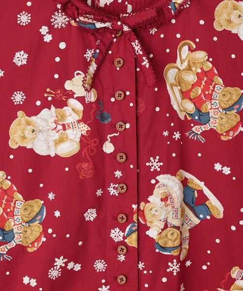 PINK HOUSE / ピンクハウス ロング・マキシ丈ワンピース | ●三つ子のくまの冬支度プリントワンピース | 詳細2