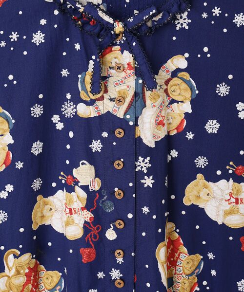 PINK HOUSE / ピンクハウス ロング・マキシ丈ワンピース | ●三つ子のくまの冬支度プリントワンピース | 詳細3