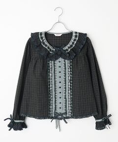 盛*き様 美品♡ピンクハウス フリル ピンタック ボタンレス トップス 黒 PINK HOUSE / ピンクハウス トップス（条件：新入荷