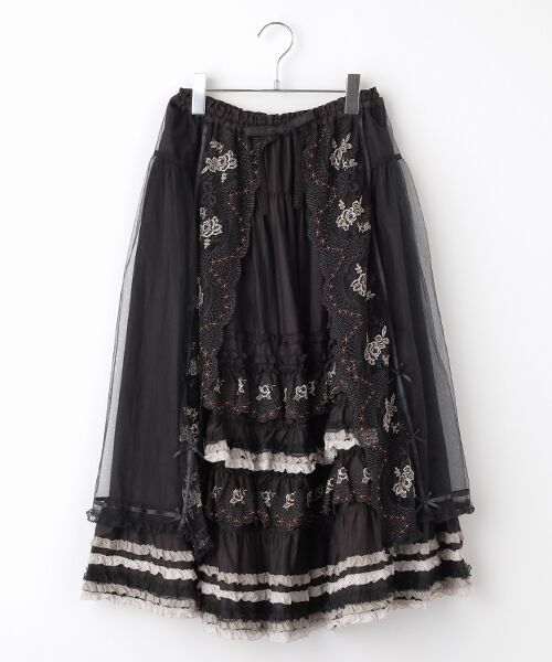 PINK HOUSE/ピンクハウス ロココレース使いスカート クロ系 FREE PINK HOUSE/ピンクハウス ロココレース使いスカート クロ系 FREE