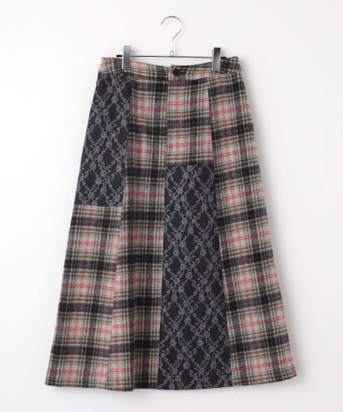 PINK HOUSE/ピンクハウス ニードルパンチ×シャギーチェックスカート クロ L PINK HOUSE/ピンクハウス ニードルパンチ×シャギーチェックスカート クロ L