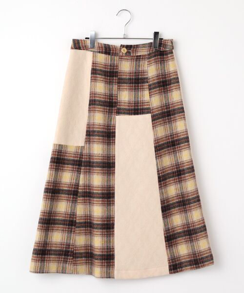 PINK HOUSE/ピンクハウス ニードルパンチ×シャギーチェックスカート アイボリー L PINK HOUSE/ピンクハウス ニードルパンチ×シャギーチェックスカート アイボリー L