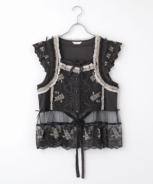 PINK HOUSE/ピンクハウス ロココレース使いベスト クロ系 FREE