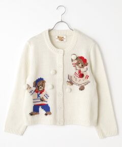 三つ子のくまの冬支度モチーフニットカーディガン