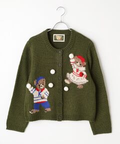 PINK HOUSE / ピンクハウス カーディガン・ボレロ | 三つ子のくまの冬支度モチーフニットカーディガン