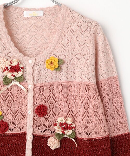 PINK HOUSE / ピンクハウス カーディガン・ボレロ | モチーフ付き透かしニットカーディガン | 詳細4