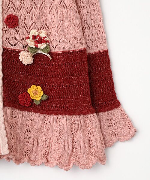 PINK HOUSE / ピンクハウス カーディガン・ボレロ | モチーフ付き透かしニットカーディガン | 詳細5