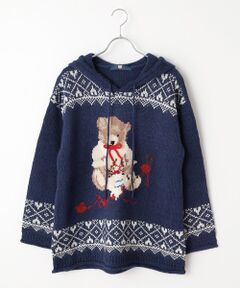 PINK HOUSE / ピンクハウス ニット・セーター | 三つ子のくまの冬支度モチーフニットパーカー