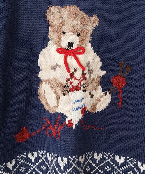 PINK HOUSE / ピンクハウス ニット・セーター | ●三つ子のくまの冬支度モチーフニットパーカー | 詳細2