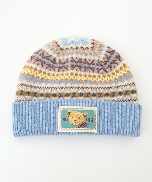 PINK HOUSE/ピンクハウス 編み込みニットキャップ ミズイロ系 FREE PINK HOUSE/ピンクハウス 編み込みニットキャップ ミズイロ系 FREE