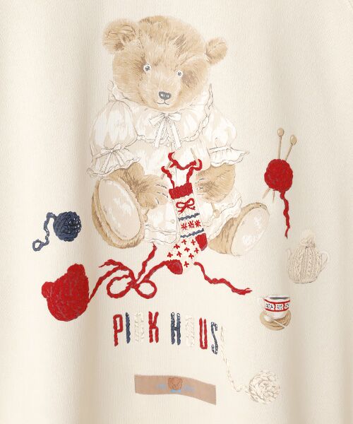 三つ子のくまの冬支度プリントスウェットチュニック