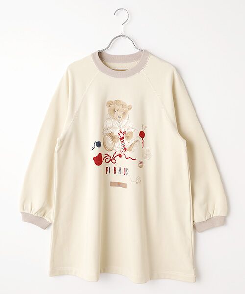 PINK HOUSE/ピンクハウス 三つ子のくまの冬支度プリントスウェットチュニック キナリ系 FREE PINK HOUSE/ピンクハウス 三つ子のくまの冬支度プリントスウェットチュニック キナリ系 FREE
