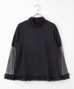 PINK HOUSE / ピンクハウス カットソー | ドットチュール使いハイネックカットソー