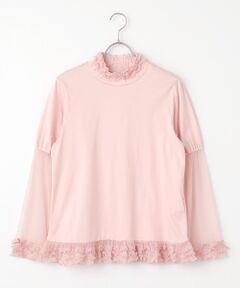 PINK HOUSE / ピンクハウス カットソー | ドットチュール使いハイネックカットソー