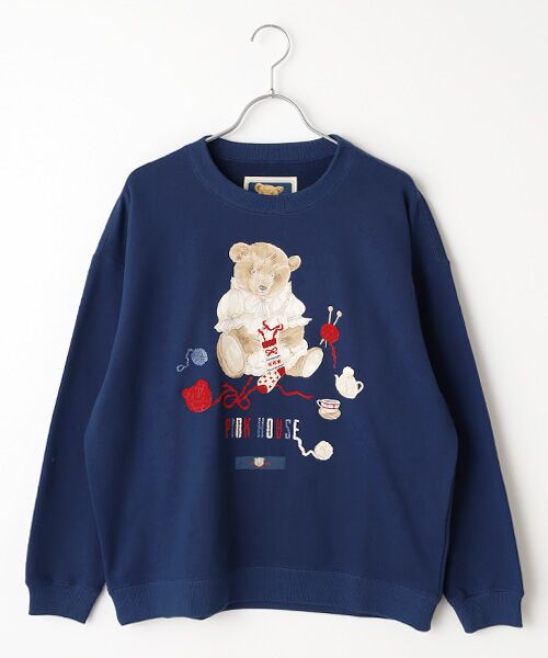 PINKHOUSE ピンクハウスキナリチューリップうさぎ　カットソーTシャツＬ PINKHOUSE ピンクハウスキナリチューリップうさぎ カットソーT