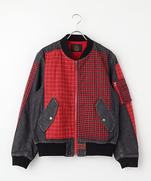 PINK HOUSE/ピンクハウス コードチェック使いデニムブルゾン クロ L PINK HOUSE/ピンクハウス コードチェック使いデニムブルゾン クロ L