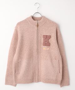 Kロゴワッペン使いフルジップニットカーディガン