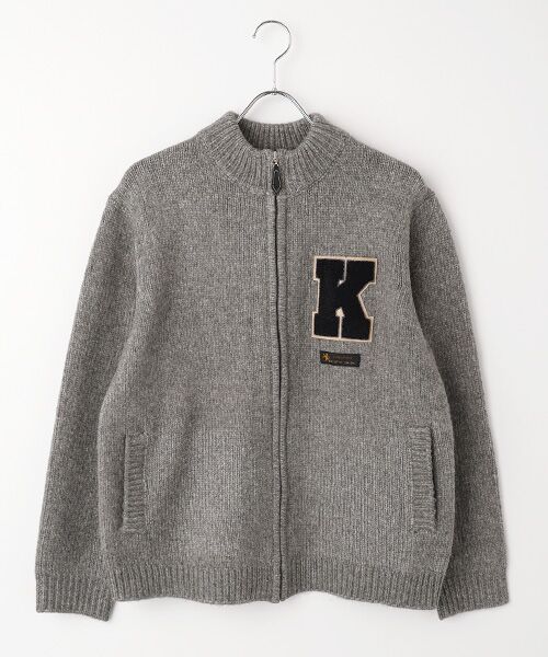 PINK HOUSE/ピンクハウス Kロゴワッペン使いフルジップニットカーディガン ブルー系 FREE PINK HOUSE/ピンクハウス Kロゴワッペン使いフルジップニットカーディガン ブルー系 FREE