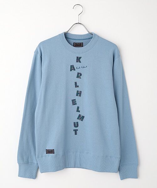 PINK HOUSE/ピンクハウス ロゴアップリケ使いトレーナー ブルー M PINK HOUSE/ピンクハウス ロゴアップリケ使いトレーナー ブルー M