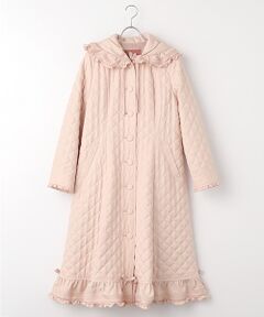 フリルフード付きキルティングロングコート