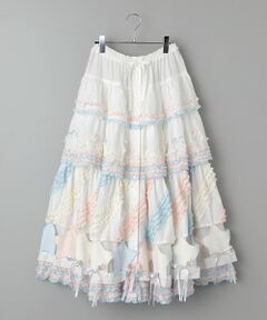 星形ワッペン付き配色フリルスカート