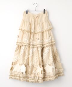 PINK HOUSE / ピンクハウス ロング・マキシ丈スカート | 星形ワッペン付き配色フリルスカート