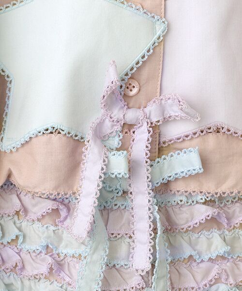 PINK HOUSE / ピンクハウス ロング・マキシ丈スカート | 星形ワッペン付き配色フリルスカート | 詳細2