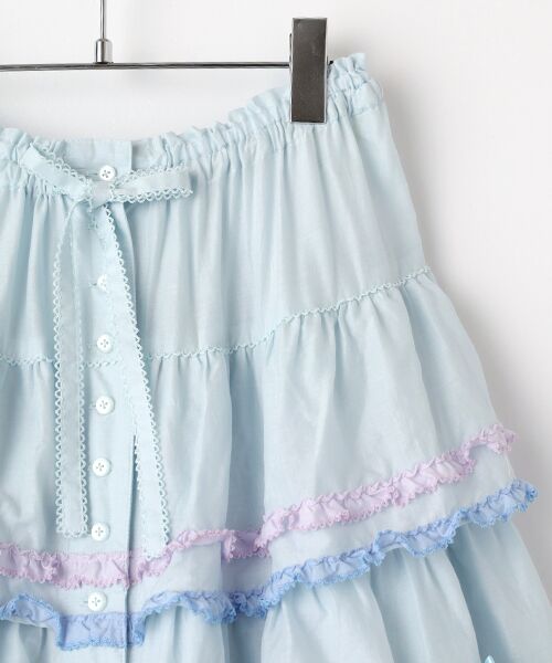 PINK HOUSE / ピンクハウス ロング・マキシ丈スカート | 星形ワッペン付き配色フリルスカート | 詳細4