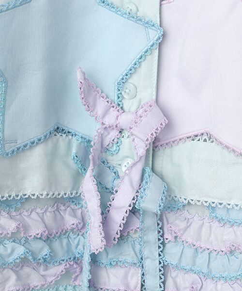 PINK HOUSE / ピンクハウス ロング・マキシ丈スカート | 星形ワッペン付き配色フリルスカート | 詳細7