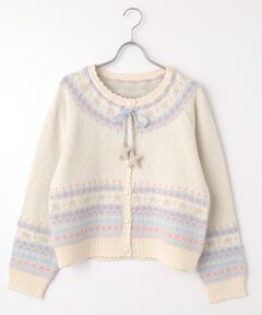 PINK HOUSE / ピンクハウス カーディガン・ボレロ | 星モチーフ丸ヨークニットカーディガン