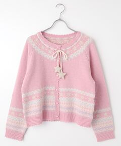 PINK HOUSE / ピンクハウス カーディガン・ボレロ | 星モチーフ丸ヨークニットカーディガン