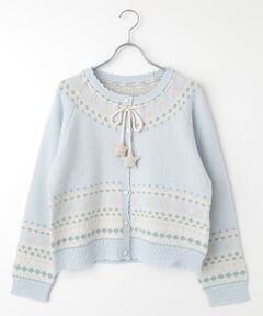 PINK HOUSE / ピンクハウス カーディガン・ボレロ | 星モチーフ丸ヨークニットカーディガン