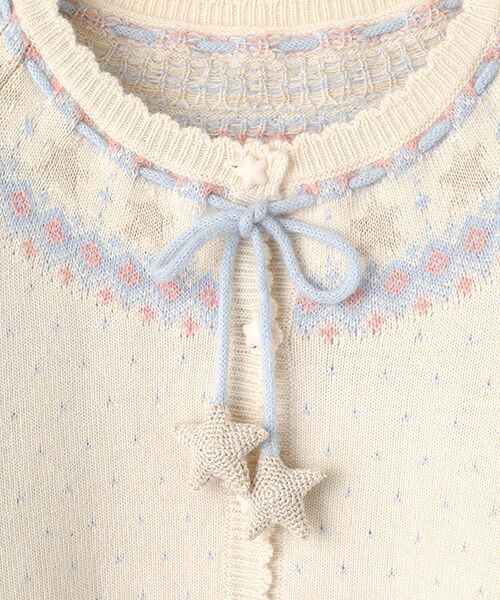 PINK HOUSE / ピンクハウス カーディガン・ボレロ | 星モチーフ丸ヨークニットカーディガン | 詳細1