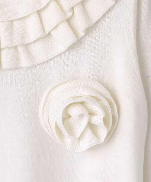 PINK HOUSE / ピンクハウス ニット・セーター | フラワーモチーフブローチ付きフリルニット | 詳細2