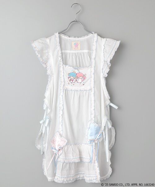 PINK HOUSE/ピンクハウス Little Twin Stars×PINK HOUSE 刺しゅう入りローンエプロンドレス シロ FREE PINK HOUSE/ピンクハウス Little Twin Stars×PINK HOUSE 刺しゅう入りローンエプロンドレス シロ FREE