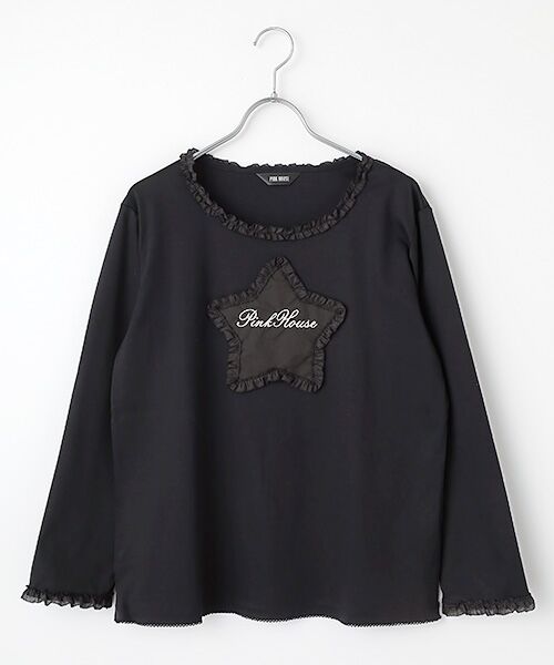PINK HOUSE/ピンクハウス 星形ワッペン付きカットソー クロ L PINK HOUSE/ピンクハウス 星形ワッペン付きカットソー クロ L