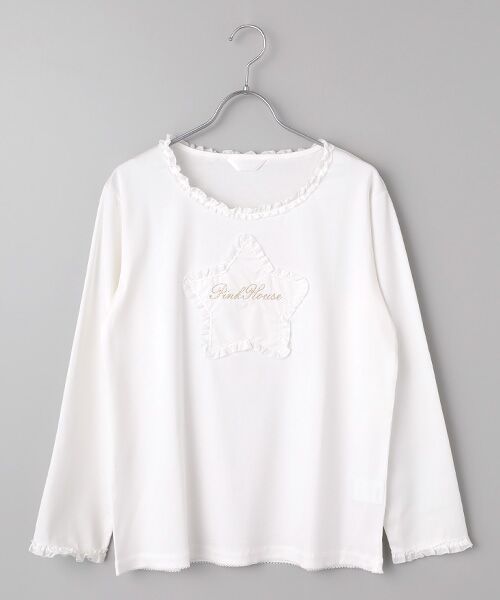 PINK HOUSE/ピンクハウス 星形ワッペン付きカットソー シロ L PINK HOUSE/ピンクハウス 星形ワッペン付きカットソー シロ L