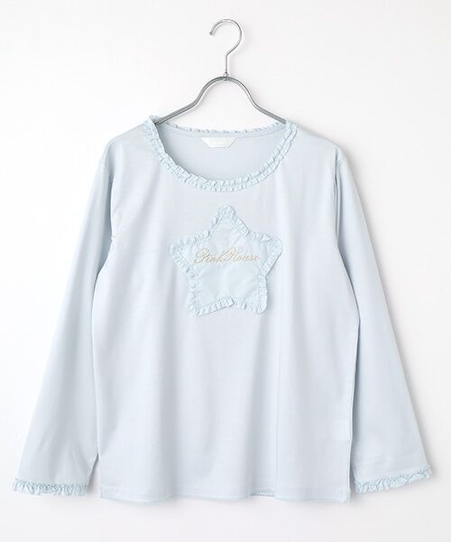 PINK HOUSE/ピンクハウス 星形ワッペン付きカットソー ソライロ M PINK HOUSE/ピンクハウス 星形ワッペン付きカットソー ソライロ M